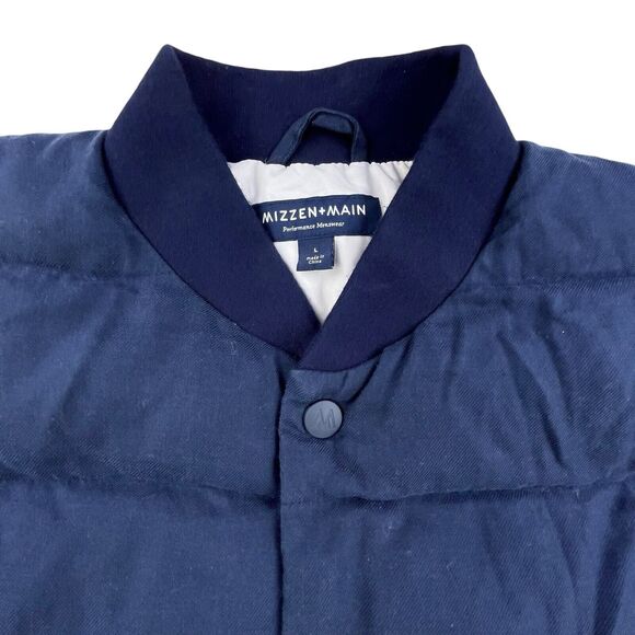 Mizzen + Main Quilted Puffer Vest Men Large Blue Button Front Performance Jacket - Picture 2 of 12